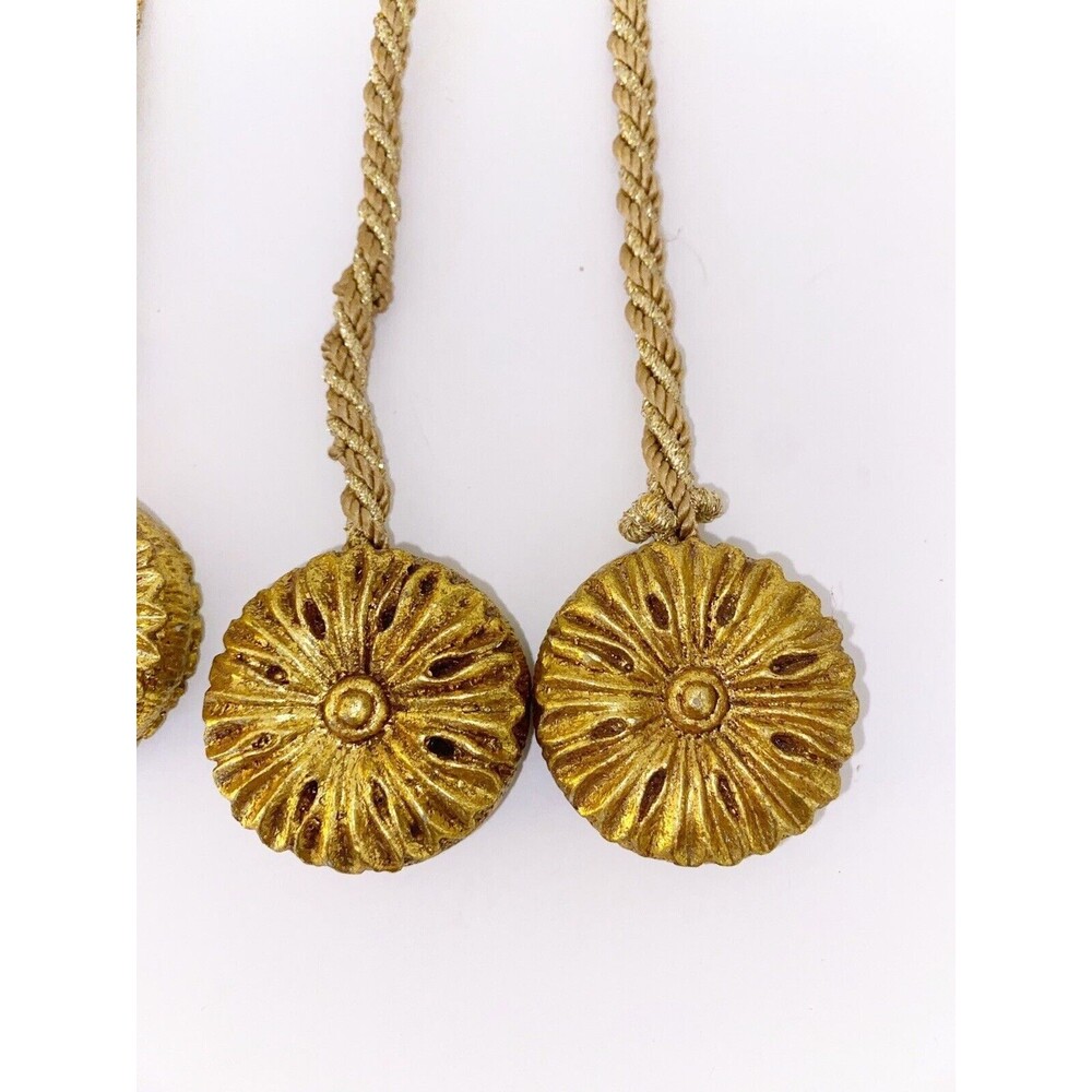 Gold Curtain Tie Backs With Rosettes Set Of 4